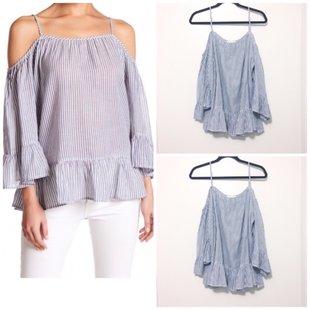 BeachLunchLounge Blue Off the Shoulder Top - Picture 1 of 2